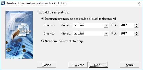 Kliknięcie przycisku Anuluj oznacza rezygnację z tworzenia dokumentów. Rysunek 164. Okno powitalne kreatora dokumentów płatniczych krok 1/8 3.