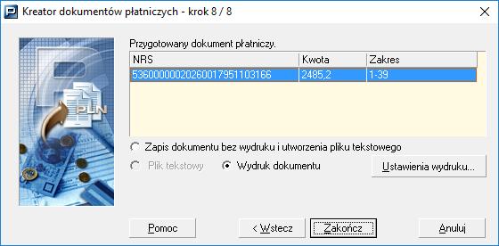 Jeśli nie wybierzesz folderu, w jakim ma zostać zapisany plik tekstowy, to zostanie on zapisany w domyślnym folderze dla plików przelewu znajdującym się w katalogu programu (standardowo C:\Program