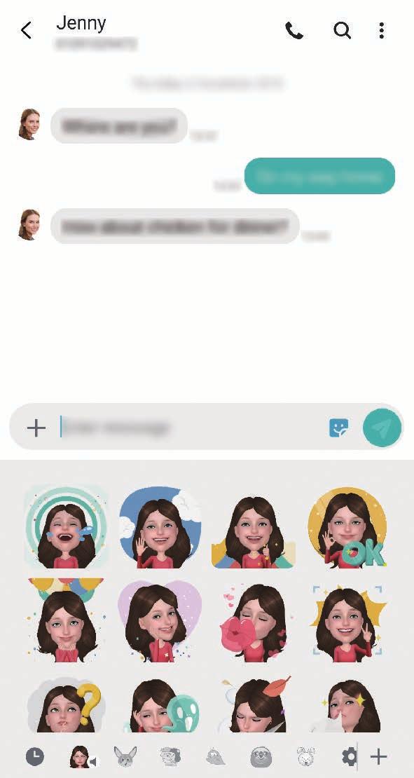 Aplikacje i funkcje Wysyłanie naklejek Moja ikona emoji Istnieje możliwość przesyłania w wiadomościach naklejek Moja