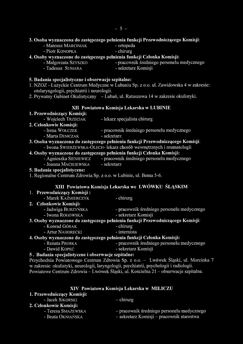 Prywatny Gabinet Okulistyczny - Lubań, ul. Ratuszow a 14 w zakresie okulistyki.