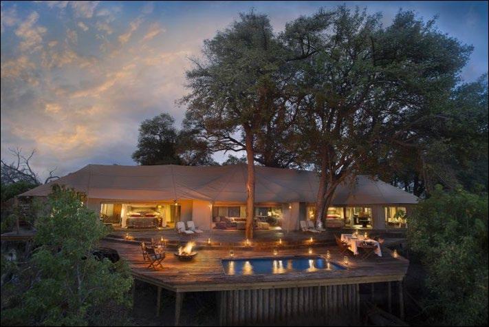 Its villa, the Dhow Suites, consist of two tents and private main area and operates entirely independently of main camp.