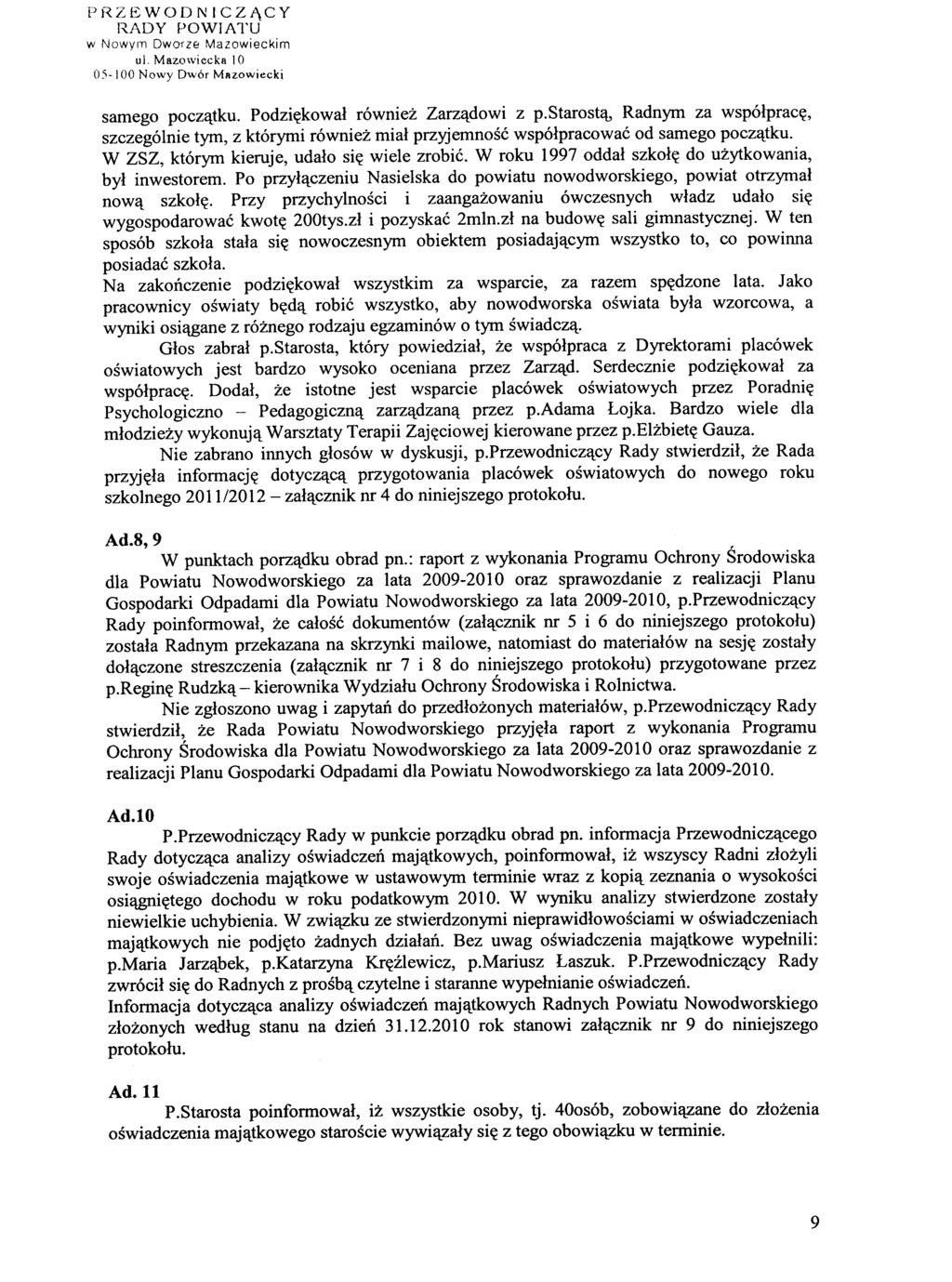PRZE WOD N I CZĄCY w Nowym Dwo-rZ8 Mazowieckim 05-1 00 Nowy Dwór Mazowiecki samego początku. Podziękował również Zarządowi z p.