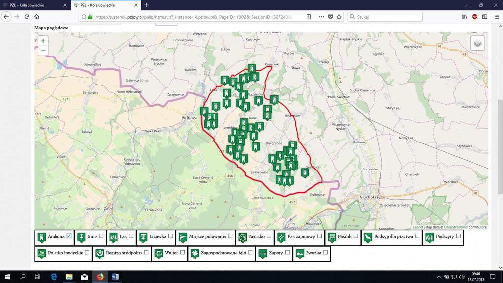 8. Prezentacja na mapie - wybieramy rodzaj urządzenia, jaki chcemy zlokalizować (obecnie