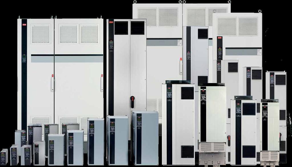 Przetwornice VLT Przetwornice częstotliwości VLT AutomationDrive FC 302, VLT AQUA Drive FC 202 i VLT HVAC Drive FC 102 są zbudowane na tej samej platformie modułowej, umożliwiając tworzenie wysoce