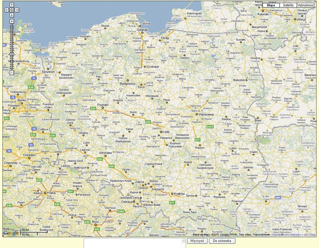 Po zalogowaniu wyświetli się mapa (domyślnie mapa Polski),