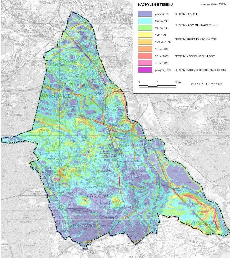 Rysun e k 4. Nac hyleni e teren u Źródło: http://www.bip.myslowice.pl/page/5444,opracowanie-ekofizjograficzne-dla-miasta-myslowice-2015-.html (dostęp: 9.04.2018) 1.6.
