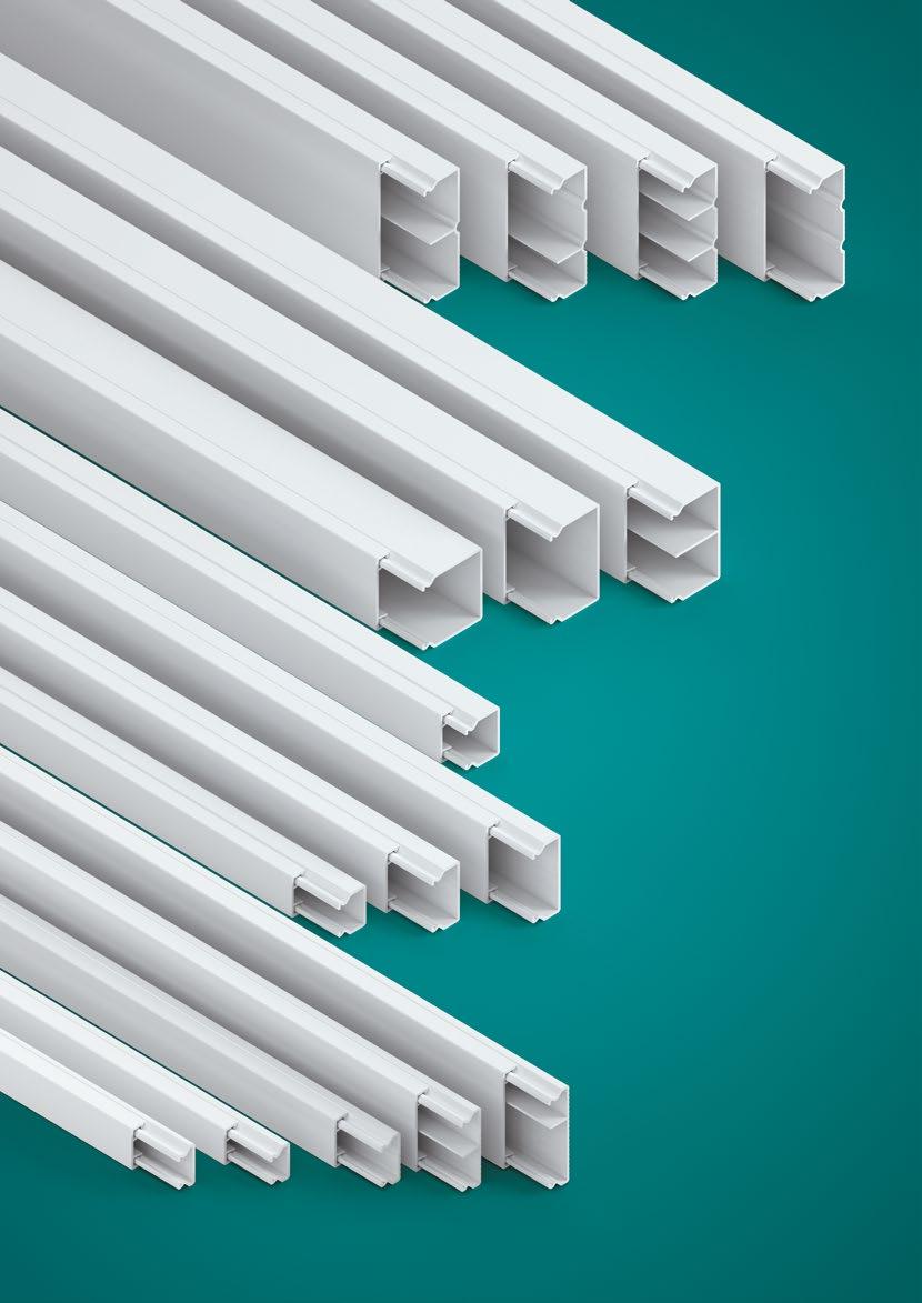 MKE MAŁE KANAŁY ELEKTROINSTALACYJNE PVC-U SPECYFIKACJA A mm.7 MATERIAŁ PVC-U PALNOŚĆ V1-V0 KOLOR* BIAŁY *(KOLORY-STR.