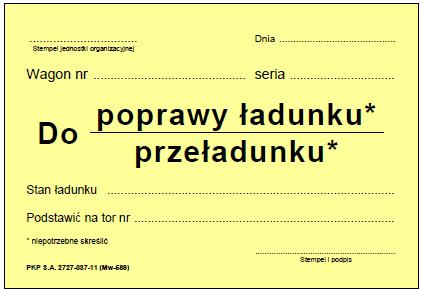 24 11. Nalepka Do poprawy ładunku - przeładunku 12.