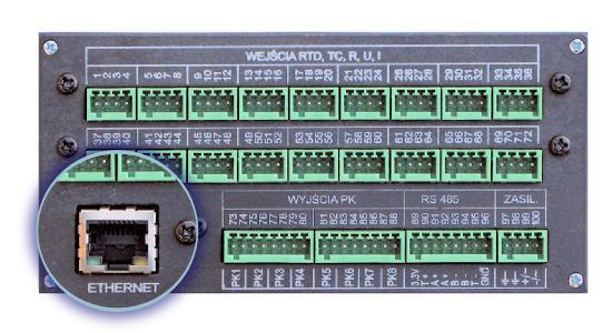 Rys. 4.4 Port Ethernet Za pośrednictwem modułu Ethernet rejestrator może obsłużyć do 4 klientów jednocześnie pracujących z protokołem Modbus TCP.