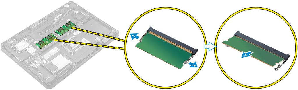 Instalowanie opcjonalnego dysku SSD PCIe 1. Włóż zacisk dysku SSD do gniazda w komputerze. 2. Wkręć śrubę mocującą zacisk dysku SSD do komputera. 3.