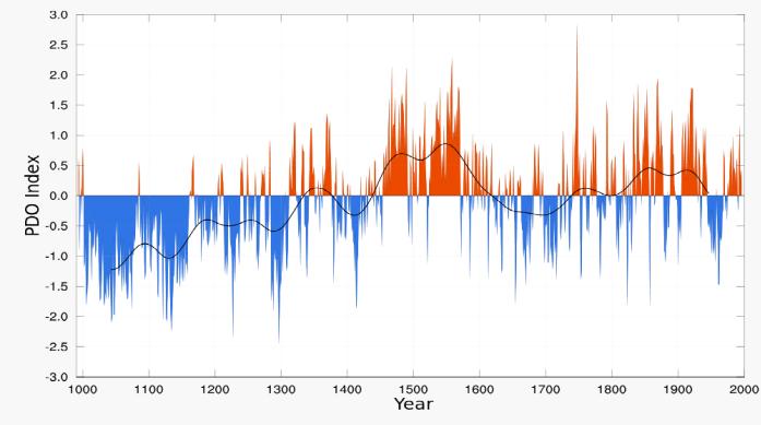 Inne efekty związane z cyrkulacjami oceanicznymi PDO Pacyfic Decadal