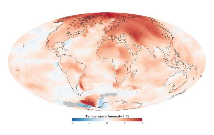 NASA image by Robert Simmon, based on GISS surface temperature analysis data including ship and buoy