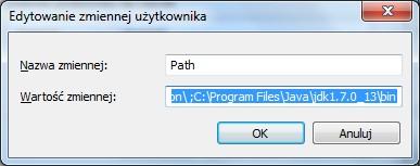 systemowej PATH dodać katalog \bin z JDK