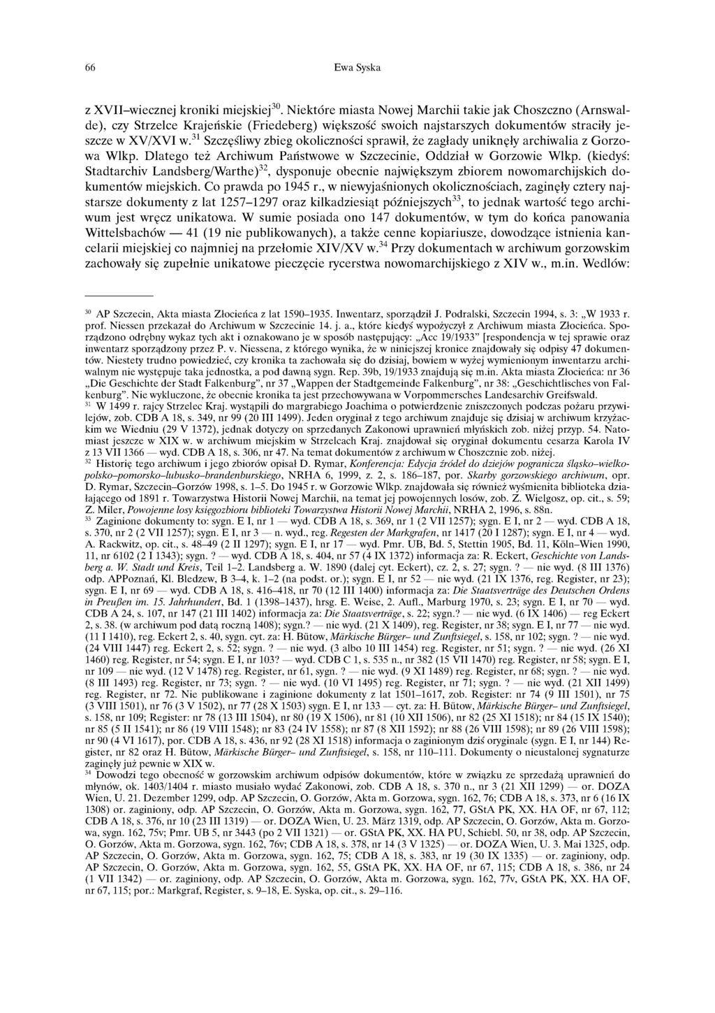 66 Ewa Syska z XVII-wiecznej kroniki miejskiej 30.