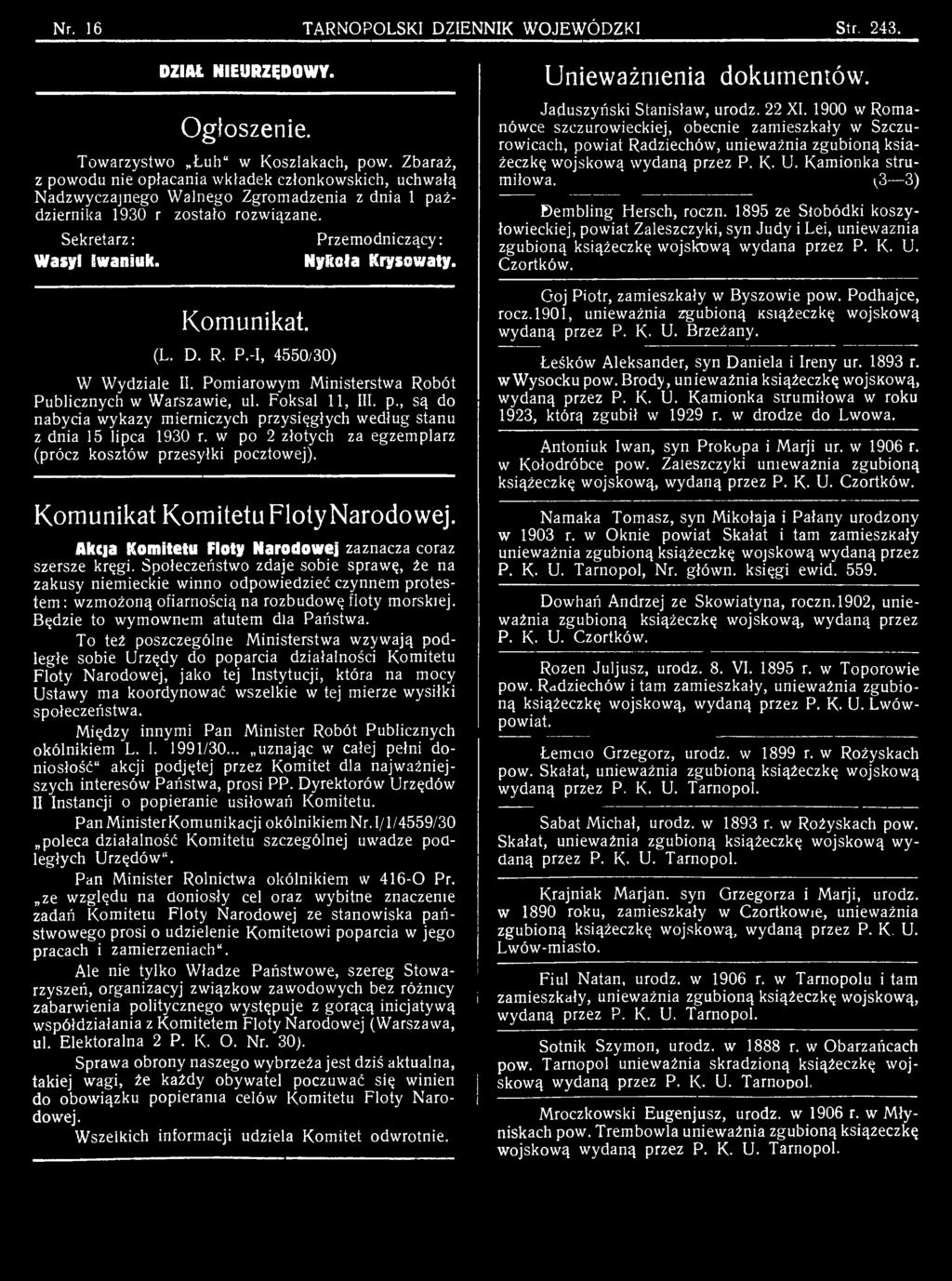 Akcja Komitetu Floty Narodowej zaznacza coraz szersze kręgi.