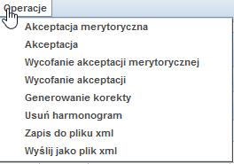 akceptacji Generowanie korekty - umożliwia wygenerowanie nowego harmonogramu, który będzie korektą do już wcześniej utworzonego.