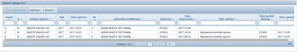 Usuń harmonogram harmonogram można usunąć tylko jeśli nie jest zaakceptowany Zapis do pliku XML zapis harmonogramu do pliku XML Wyślij jako plik xml po wyborze opcji pojawi
