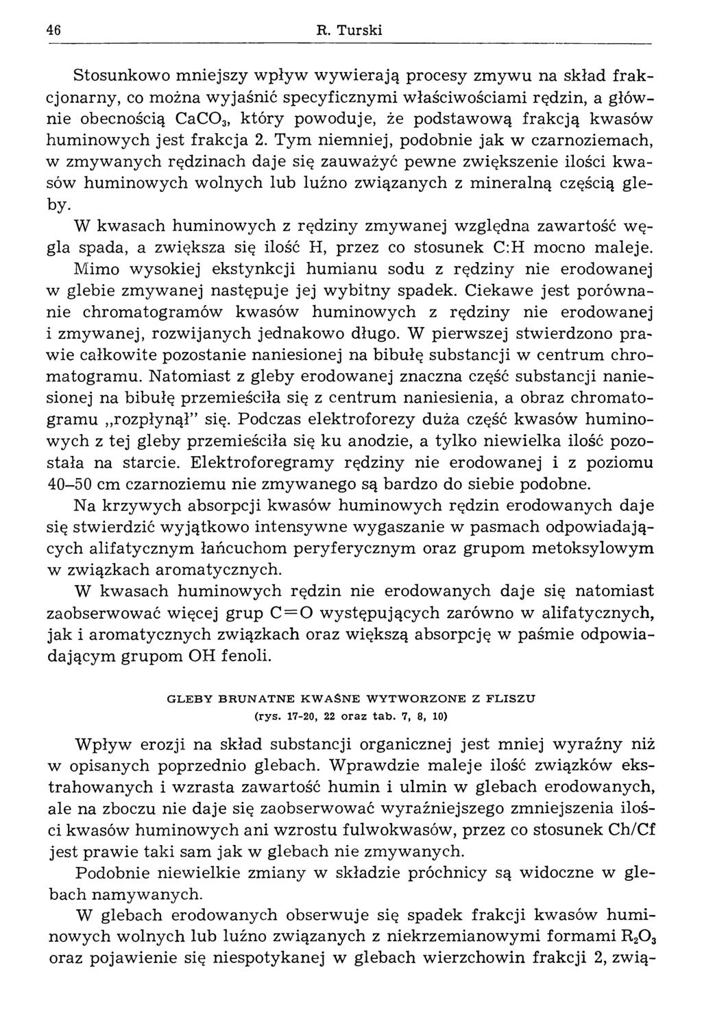 46 R. Turski Stosunkowo m niejszy w pływ w yw ierają procesy zmywu na skład frakcjonarny, co można wyjaśnić specyficznymi właściwościami rędzin, a głównie obecnością C ac 03, który powoduje, że