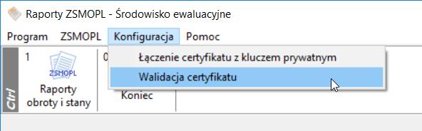Rys. 12 Kreator importu certyfikatów kończenie pracy Kreatora Korzystając z funkcji WALIDACJA CERTYFIKATU, dostępnej z menu KONFIGURACJA, użytkownik ma możliwość weryfikacji poprawności