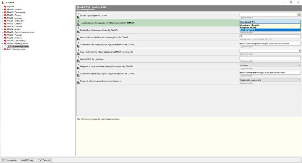 Numer seryjny jest niezbędny do uzupełnienia w module APW41 ADMINISTRATOR (opcja APW68.1.4) w późniejszym etapie uruchomienia ZSMOPL. UWAGA!