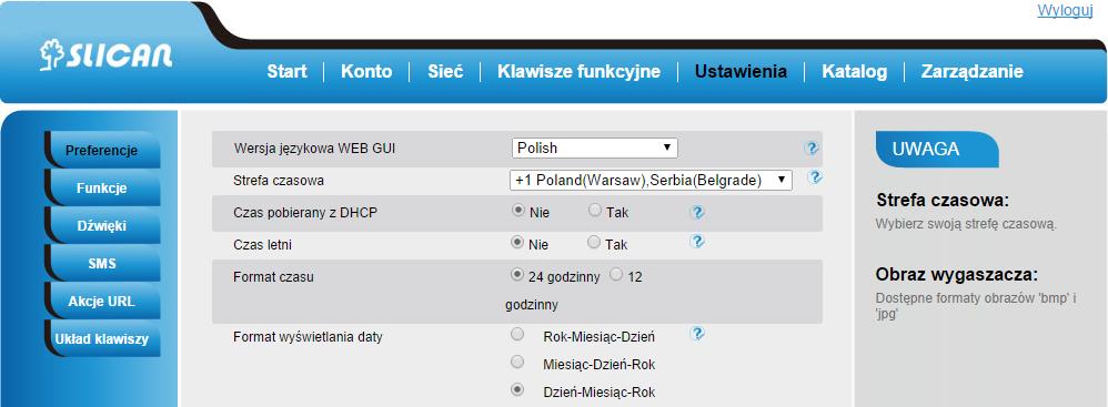 21 Naciśnij lub klawisz Zapisz, aby zachować konfigurację.