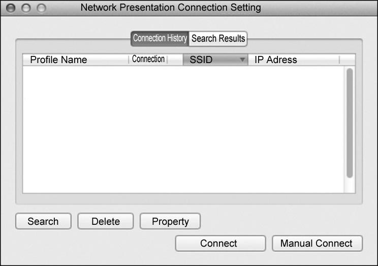 Sprawdź także temat WLAN Settings (strona 28). 2 Włącz projektor. Jako źródło sygnału wejściowego wybierz wartość Network (strona 15). 3 Uruchom aplikację Projector Station for Network Presentation.