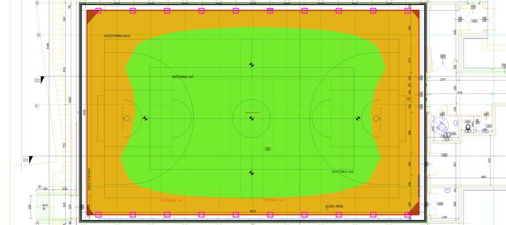 1 1/01 Sala Gimnastyczna 1.1 Skrót wyników, 1/01 Sala Gimnastyczna 1.1.1 Podgląd wyników, Obszar oceny 1 [m] 18 N 16 14 12 10 8 6 4 2 0 0.0 2.5 5.0 7.5 10.0 12.5 15.0 17.5 20.0 22.5 25.0 27.5 30.