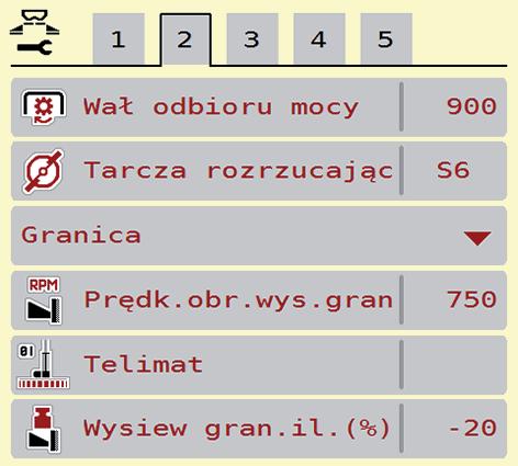 ustawić parametry dotyczące nawozu i