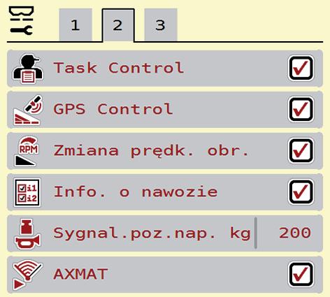 Obsługa AXIS EMC ISOBUS 4 4.5 Ustawienia maszyny W tym menu można wprowadzać ustawienia dotyczące maszyny i traktora. Wywołać menu Ustawienia maszyny. Rysunek 4.