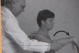 Hawkin s impingement sign Throwing position Flex forward 30 deg