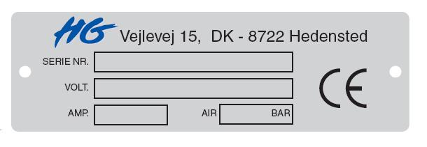 2. Dane urządzenia. HG Quick Cut TYP:.. URZĄDZENIE NR.: ROK:.. KLIENT: SPRZEDAWCA:.