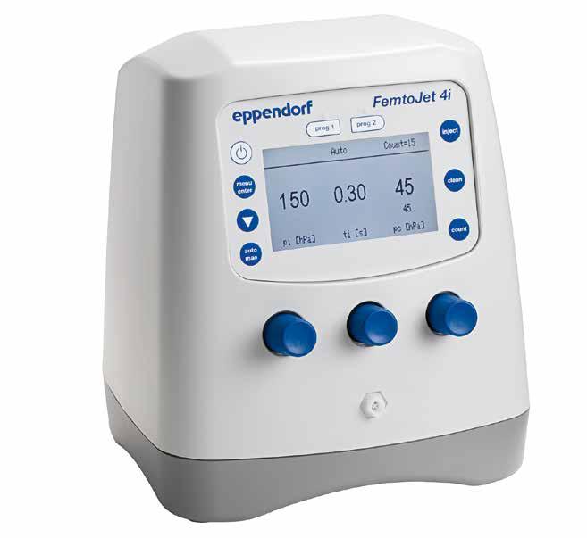 290 291 Cell Handling Cell Handling FemtoJet 4i i FemtoJet 4x FemtoJet 4i MICROINJECTORS Opis Dzięki prostemu menu obsługowemu i szerokiej funkcjonalności, elektroniczne mikroiniektory Eppendorf s