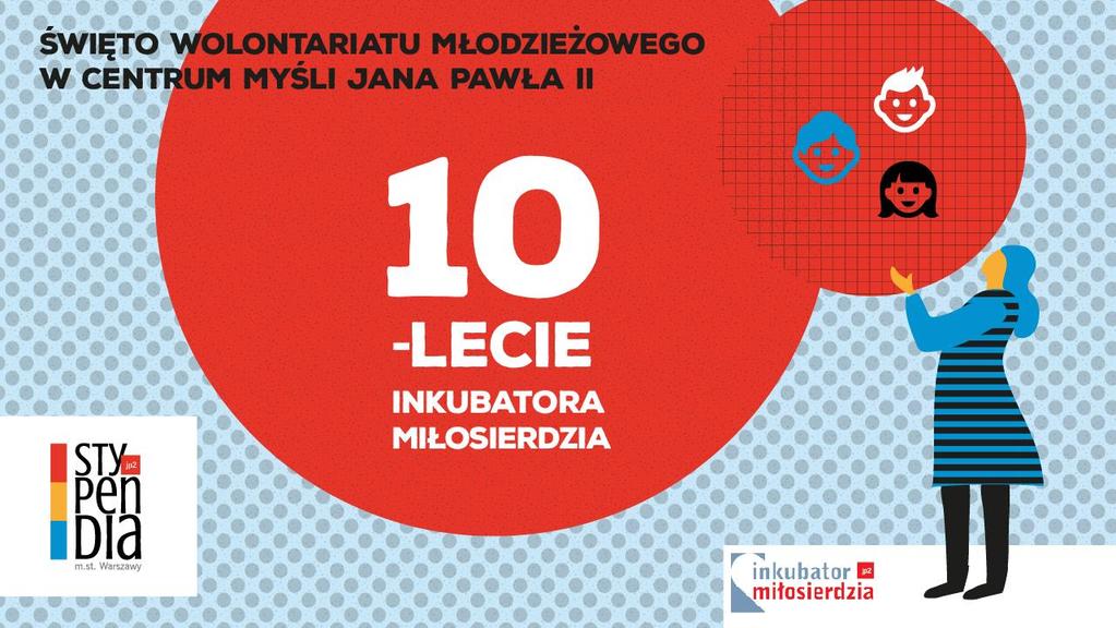 10-lecie Inkubatora Miłosierdzia święto wolontariatu młodzieżowego w Centrum Myśli Jana Pawła II Warszawa, 18-20.05.