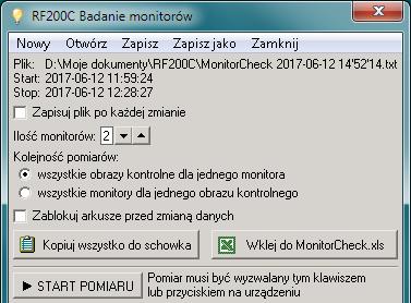 3.1. Aplikacja Badanie monitorów Aplikacja ta przeznaczona jest dla głowic pomiarowych będących miernikami luminancji.