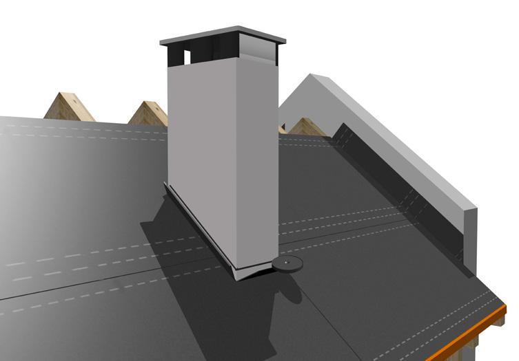 Po nacięciu membrany (kształt litery X ) należy ją wyprowadzić ku górze (na wysokość min. 10-15 cm) i przymocować zszywkami do łat dachowych (lub do ramy okna / wyłazu dachowego).