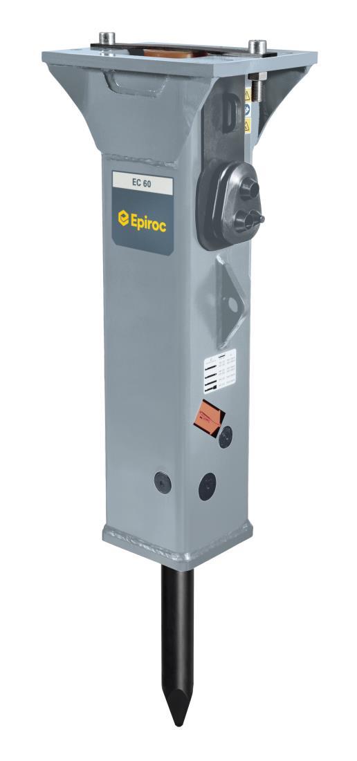 Małe młoty hydrauliczne Seria EC EC 40T EC 80T Młoty Epiroc serii EC to trwałe i niezawodne maszyny oferujące dobry stosunek ceny do wydajności.
