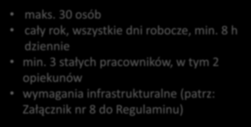 USŁUGI OPIEKUŃCZE TYP 3 USŁUGI OPIEKUŃCZE I ASYSTENCKIE Zakres wsparcia: zaspokojenie potrzeb życiowych, usługi opiekuńcze i pielęgnacyjne; dwa posiłki; zajęcia terapeutyczne, plastyczne, muzyczne i