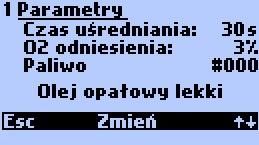 3.4.4. Parametrów pomiarów Z ekranu wyników przy pomocy prawego klawisza funkcyjnego można przejść do ekranu Parametrów pomiarów.