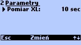 Dostępne do zmiany są następujące parametry: Czas uśredniania Jest to czas za jaki uśredniane są wyniki pomiarowe. Analizator dokonuje pomiaru co 2s i gromadzi wyniki w wewnętrznym buforze.