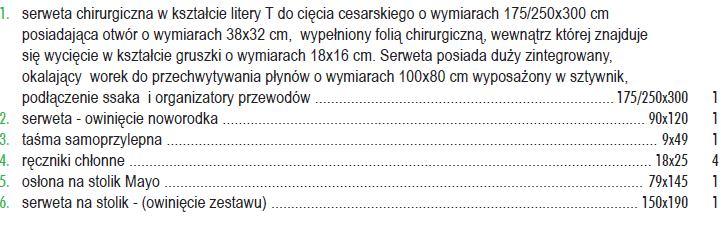 składzie: Pozostałe parametry  7 Czy Zamawiający dopuści sterylny zestaw