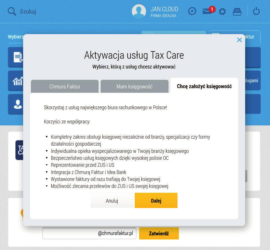 Przejście do usług Tax Care Księgowość i Chmura Faktur Chcę zacząć korzystać z usług księgowości Tax Care Zapoznaj się z