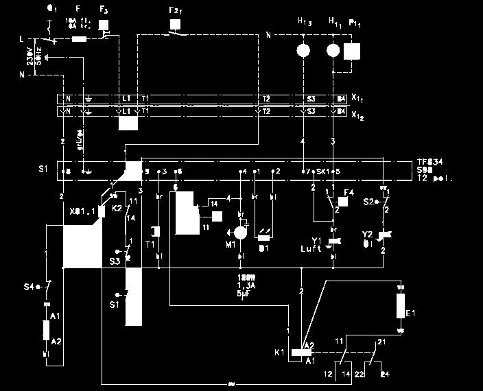 Schemat połączeń 23. Schemat połączeń Automatyka kotła B E F F F2 F3 F4 H H3 K K2 M P Q S S2 S3 S4 T Czujnik płomienia MZ770 Spirala grzewcza 00 W Zew. bezpiecznik Termostat regulacyjny Zew.