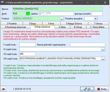 Kodu resortowego), telefon kontaktowy oraz oznaczenie przedsiębiorstwa podmiotu leczniczego wraz z adresem.