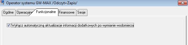 Zakładka Funkcjonalne - w tym miejscu można wyłączyć opcję automatycznego przepisywania