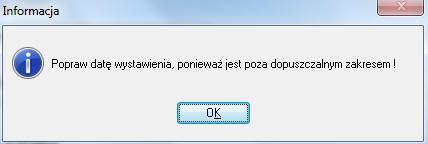 wystawienia i sprzedaży dla generowanych faktur.