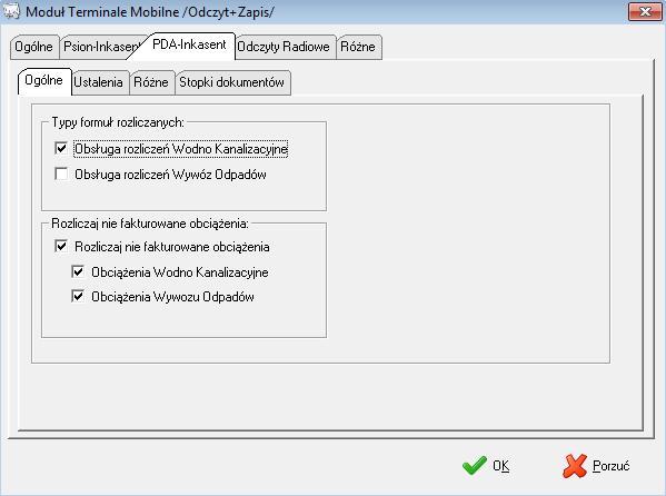 Zakładka Ogólne - w tym miejscu określane jest jakiego typu formuły mają być rozliczane na terminalu.
