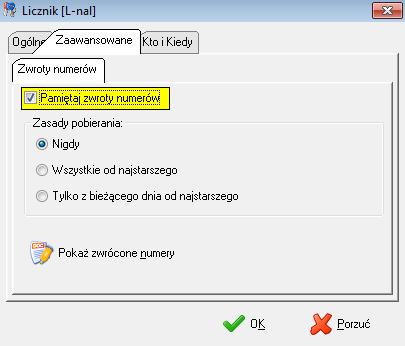 Licznik może być oparty o serię dokumentu, numer, rok finansowy.
