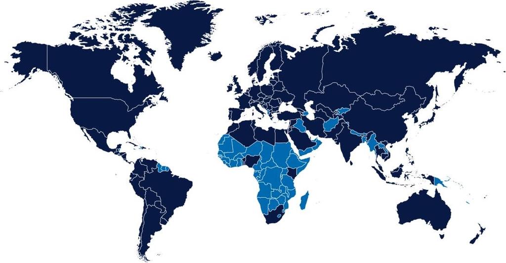 Globalny zasięg lokalna obecność kraje z organizacjami członkowskimi GS1 kraje obsługiwane bezpośrednio przez GS1 Global Office w Brukseli 112