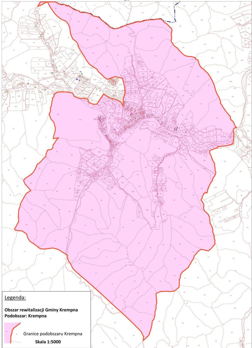7.2. Zasięg przestrzenny obszaru rewitalizacji Krempna Rysunek 23 Zasięg