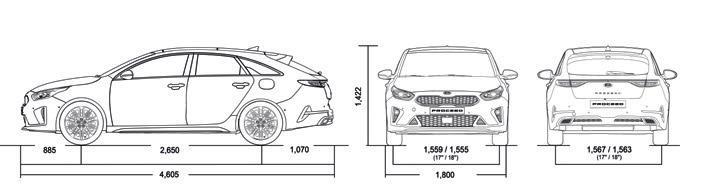 DANE TECHNICZNE [mm] Pakiet Wyposażenia Za 5000 zł 1.0 T-GDI mechaniczna 6-biegowa 1.4 T-GDI mechaniczna 6-biegowa 1.6 T GDI DCT dwusprzęgłowa 7-biegowa 1.